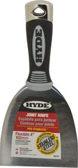 Hyde Tools - 4" Wide Stainless Steel Putty Knife - Flexible, Cushioned Grip / Hammerhead Polypropylene Handle, 8" OAL - Best Tool & Supply