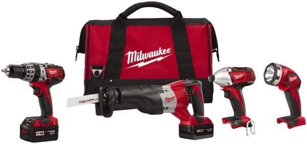 Milwaukee Tool - 18 Volt Cordless Tool Combination Kit - Includes 1/2" Hammer Drill, 1/4" Hex Impact Driver & Sawzall Reciprocating Saw, Lithium-Ion Battery Included - Best Tool & Supply