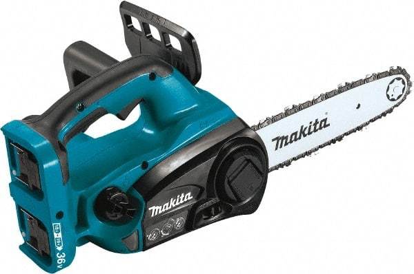 Makita - 36 Volt, 1650 Ft/min, Battery Powered Chainsaw - 12" Guide Bar Length, 3/8" Chain Pitch - Best Tool & Supply