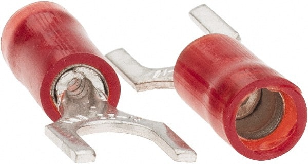 Value Collection - #10 Stud, 22 to 18 AWG Compatible, Partially Insulated, Crimp Connection, Standard Fork Terminal - Best Tool & Supply