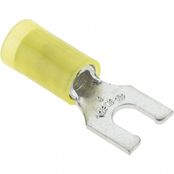 Value Collection - #8 Stud, 12 to 10 AWG Compatible, Partially Insulated, Crimp Connection, Locking Fork Terminal - Best Tool & Supply