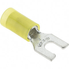 Value Collection - #8 Stud, 12 to 10 AWG Compatible, Partially Insulated, Crimp Connection, Locking Fork Terminal - Best Tool & Supply