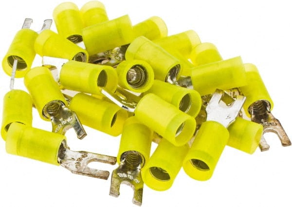 Value Collection - #6 Stud, 12 to 10 AWG Compatible, Partially Insulated, Crimp Connection, Locking Fork Terminal - Best Tool & Supply