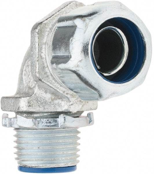 Value Collection - 3/8" Trade, Malleable Iron Threaded Angled FMC & Liquidtight Conduit Connector - Insulated - Best Tool & Supply