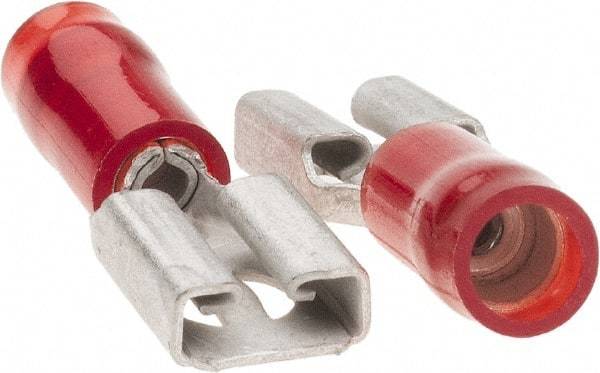 Value Collection - 22 to 18 AWG, Nylon, Partially Insulated, Female Wire Disconnect - 1/4" Wide Tab, Red, CSA Certified, UL Listed - Best Tool & Supply