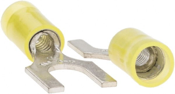 Value Collection - 1/4" Stud, 12 to 10 AWG Compatible, Partially Insulated, Crimp Connection, Standard Fork Terminal - Best Tool & Supply