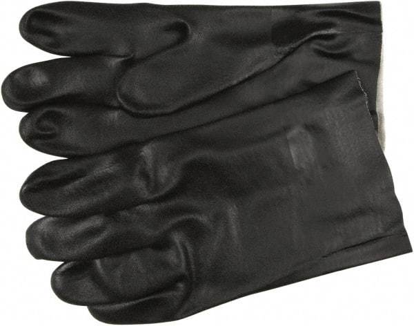 MCR Safety - Size L (9), 10" Long, 43 mil Thick, Supported, PVC Chemical Resistant Gloves - Textured Finish, Interlock Knit Lined, Black - Best Tool & Supply