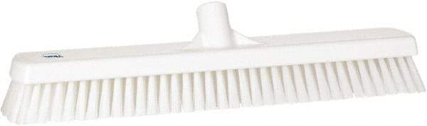 Vikan - 1.8" Bristle Length, Polyester Scrub Brush - 18" Long x 2-1/2" Wide Head, 19" OAL, European Threaded Handle, White, Polypropylene Block - Best Tool & Supply