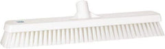 Vikan - 1.8" Bristle Length, Polyester Scrub Brush - 18" Long x 2-1/2" Wide Head, 19" OAL, European Threaded Handle, White, Polypropylene Block - Best Tool & Supply