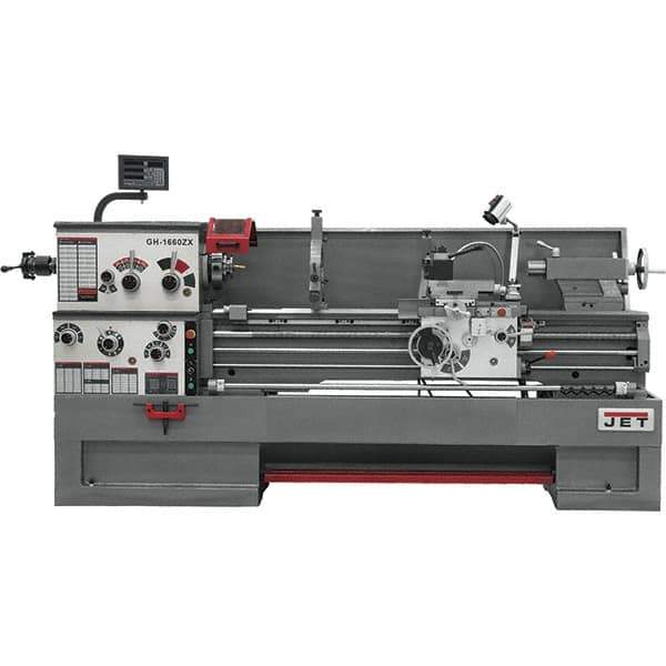 Jet - 16" Swing, 60" Between Centers, 230 Volt, Triple Phase Engine Lathe - 7MT Taper, 7-1/2 hp, 25 to 1,800 RPM, 3-1/8" Bore Diam, 44-1/2" Deep x 65-1/2" High x 117" Long - Best Tool & Supply