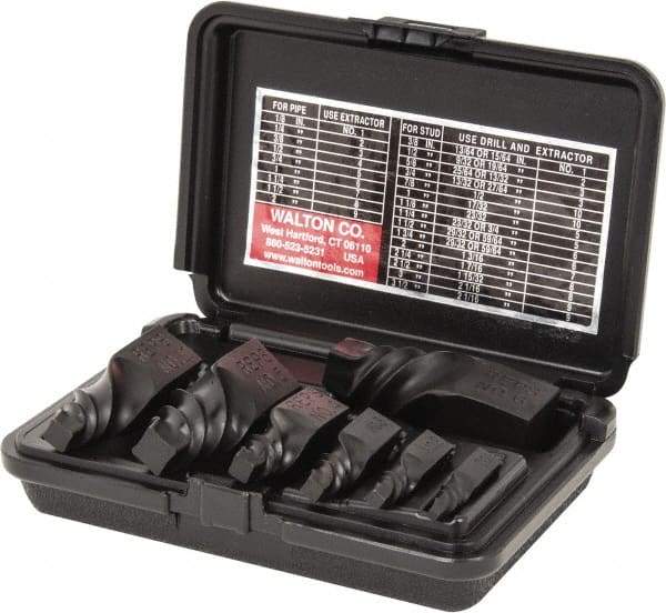 Walton - 7 Piece Spiral Flute Screw Extractor Set - #1 to #10 Size Range - Best Tool & Supply