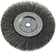 Weiler - 6" OD, 2" Arbor Hole, Crimped Steel Wheel Brush - 1" Face Width, 1-1/8" Trim Length, 0.008" Filament Diam, 6,000 RPM - Best Tool & Supply