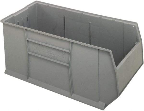 Quantum Storage - 175 Lb. Load Capacity, 41-7/8" Deep, Gray Polypropylene Hopper Stacking Bin - 17-1/2" High x 19-7/8" Wide x 41-7/8" Long - Best Tool & Supply