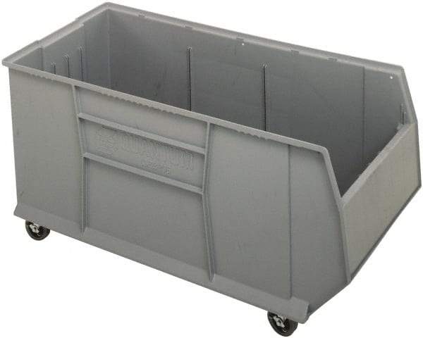 Quantum Storage - 175 Lb. Load Capacity, 41-7/8" Deep, Gray Polypropylene Hopper Stacking Bin - 17-1/2" High x 16-1/2" Wide x 41-7/8" Long - Best Tool & Supply