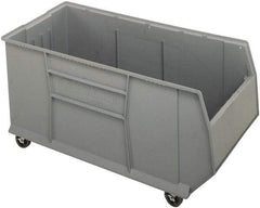 Quantum Storage - 175 Lb. Load Capacity, 41-7/8" Deep, Gray Polypropylene Hopper Stacking Bin - 17-1/2" High x 19-7/8" Wide x 41-7/8" Long - Best Tool & Supply