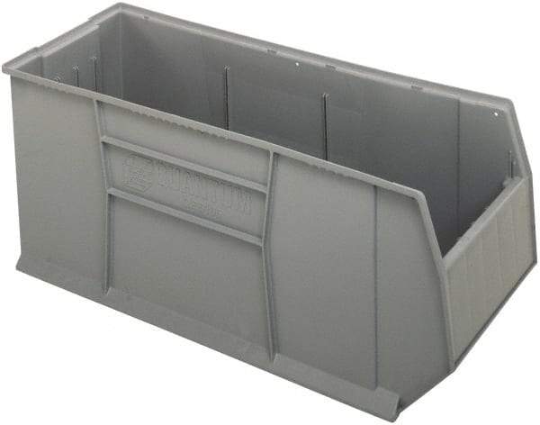 Quantum Storage - 175 Lb. Load Capacity, 41-7/8" Deep, Gray Polypropylene Hopper Stacking Bin - 17-1/2" High x 16-1/2" Wide x 41-7/8" Long - Best Tool & Supply