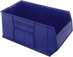 Quantum Storage - 175 Lb. Load Capacity, 41-7/8" Deep, Blue Polypropylene Hopper Stacking Bin - 17-1/2" High x 23-7/8" Wide x 41-7/8" Long - Best Tool & Supply