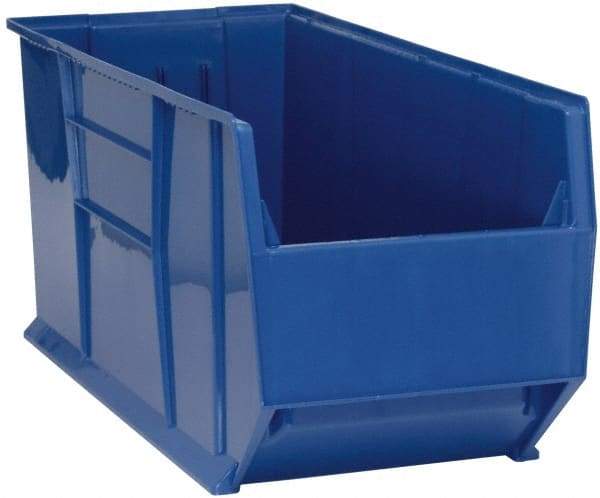 Quantum Storage - 175 Lb. Load Capacity, 41-7/8" Deep, Blue Polypropylene Hopper Stacking Bin - 17-1/2" High x 16-1/2" Wide x 41-7/8" Long - Best Tool & Supply