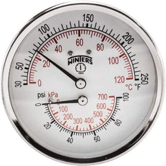 Winters - 3" Dial, 1/2 Thread, 0-100 Scale Range, Pressure Gauge - Center Back Connection Mount, Accurate to 0.03% of Scale - Best Tool & Supply