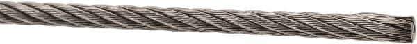 Value Collection - 1' Long, 1/8" Diam, Aircraft Cable - 1,780 Lb Breaking Strength, Material Grade 316, 7 x 19 Strand Core - Best Tool & Supply