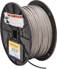 Value Collection - 500' Long, 1/8" Diam, Aircraft Cable - 1,780 Lb Breaking Strength, Material Grade 316, 7 x 19 Strand Core - Best Tool & Supply