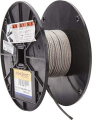 Value Collection - 100' Long, 1/8" Diam, Aircraft Cable - 1,780 Lb Breaking Strength, Material Grade 316, 7 x 19 Strand Core - Best Tool & Supply