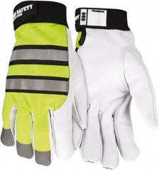 MCR Safety - Size S Goatskin General Protection Work Gloves - For Work & Driver, Uncoated, Hook & Loop Cuff, White/Yellow/Black, Paired - Best Tool & Supply