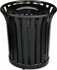 Rubbermaid - 36 Gal Black Round Decorative Waste Receptacle With Top - Steel, 826mm High - Best Tool & Supply