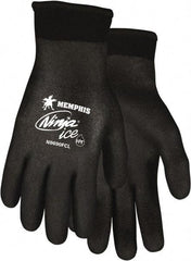 MCR Safety - Size L Work Gloves - Knit Wrist Cuff, Black Polymer, Shell, White Logo, Hem, Paired - Best Tool & Supply