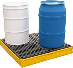 UltraTech - 66 Gal Sump, 2,400 Lb Capacity, 4 Drum, Polyethylene Spill Deck or Pallet - 56" Long x 25" Wide x 8" High, Liftable Fork, 2 x 4 Drum Configuration - Best Tool & Supply