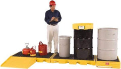 UltraTech - 121 Gal Sump, 7,500 Lb Capacity, 5 Drum, Polyethylene Spill Deck or Pallet - 129-3/4" Long x 5-3/4" Wide x 26" High, Low Profile, Inline Drum Configuration - Best Tool & Supply