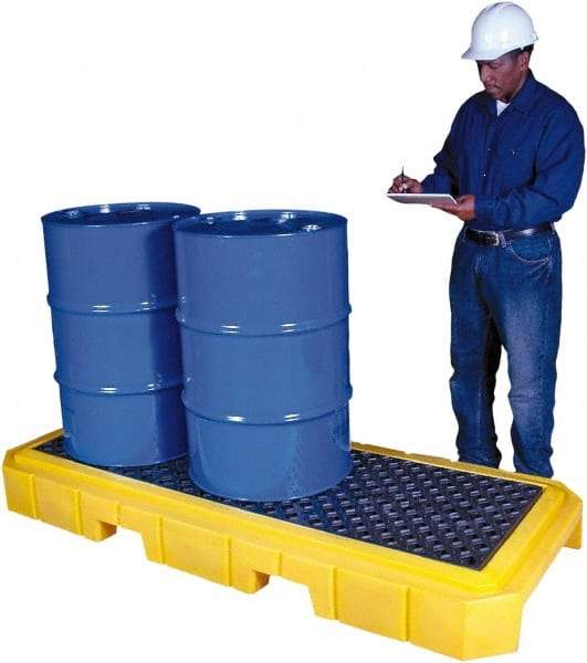 UltraTech - 66 Gal Sump, 4,500 Lb Capacity, 3 Drum, Polyethylene Spill Deck or Pallet - 76" Long x 27" Wide x 9" High, Liftable Fork, Drain Included, Low Profile, Inline Drum Configuration - Best Tool & Supply