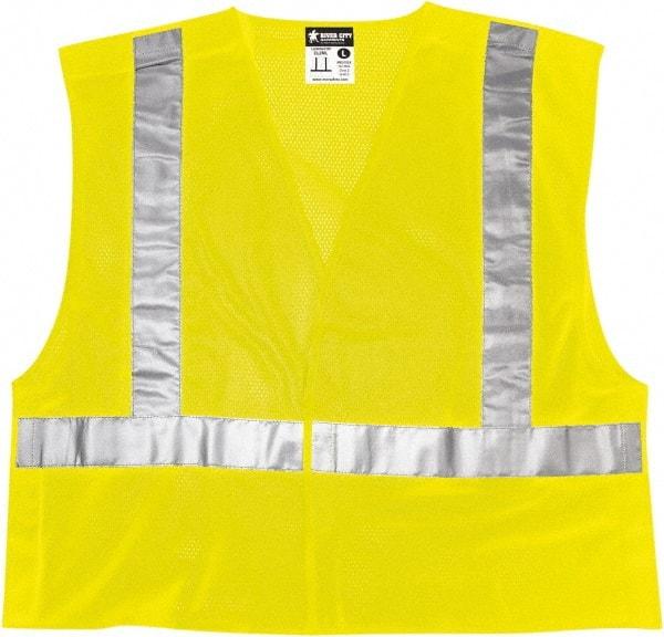 MCR Safety - Size 2XL High Visibility Lime Mesh Breakaway Vest - 26.4" Chest, ANSI 107-2015, Hook & Loop Closure, Polyester - Best Tool & Supply