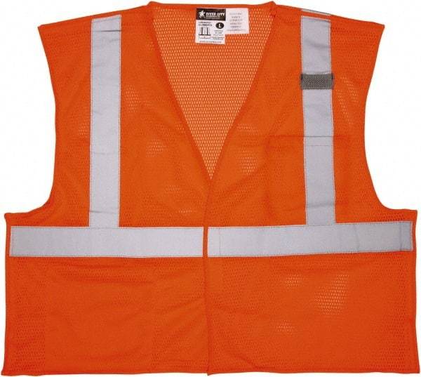 MCR Safety - Size 2XL Flame Resistant/Retardant Orange Mesh Breakaway Vest - 26.4" Chest, ANSI 107-2015, Hook & Loop Closure, 2 Pockets, Polyester - Best Tool & Supply