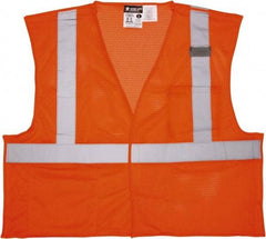 MCR Safety - Size 2XL Flame Resistant/Retardant Orange Mesh Breakaway Vest - 26.4" Chest, ANSI 107-2015, Hook & Loop Closure, 2 Pockets, Polyester - Best Tool & Supply