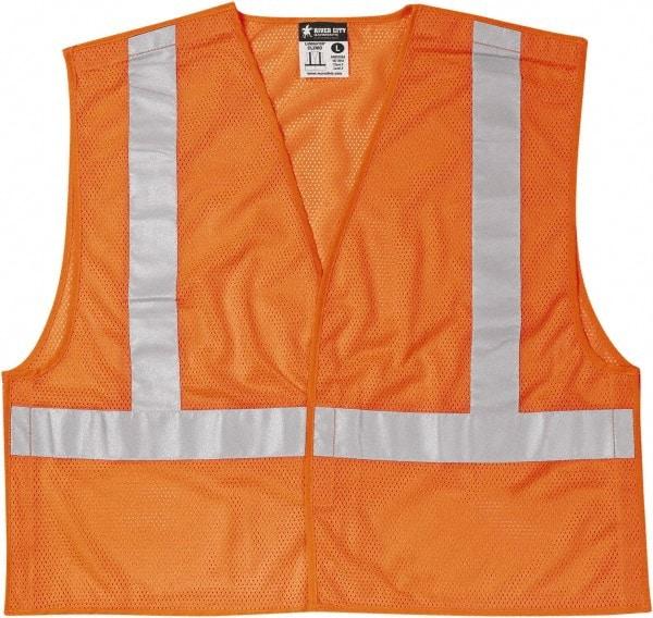 MCR Safety - Size XL High Visibility Orange Mesh Breakaway Vest - 25.4" Chest, ANSI 107-2015, Hook & Loop Closure, 3 Pockets, Polyester - Best Tool & Supply