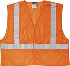 MCR Safety - Size L High Visibility Orange Mesh Breakaway Vest - 24.4" Chest, ANSI 107-2015, Hook & Loop Closure, Polyester - Best Tool & Supply