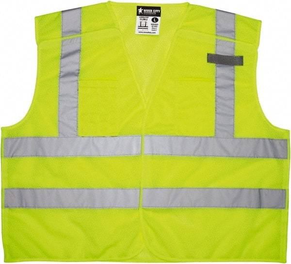 MCR Safety - Size 3XL High Visibility Lime Mesh Breakaway Vest - 27.4" Chest, ANSI 107-2015, Hook & Loop Closure, 3 Pockets, Polyester - Best Tool & Supply