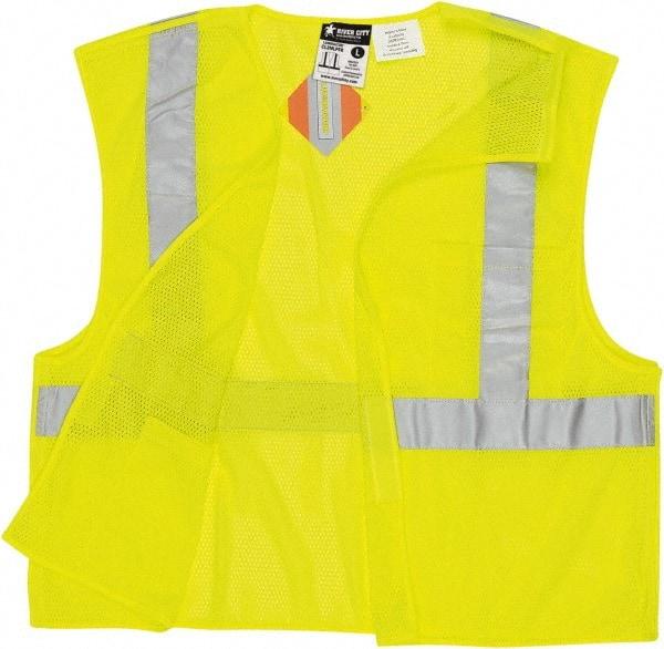 MCR Safety - Size L Flame Resistant/Retardant Lime Mesh Breakaway Vest - 24.4" Chest, ANSI 107-2015, Hook & Loop Closure, 2 Pockets, Polyester - Best Tool & Supply