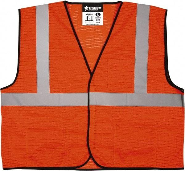 MCR Safety - Size M High Visibility Orange Mesh General Purpose Vest - 24" Chest, ANSI 107-2015, Hook & Loop Closure, 3 Pockets, Polyester - Best Tool & Supply