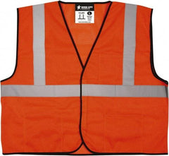 MCR Safety - Size M High Visibility Orange Mesh General Purpose Vest - 24" Chest, ANSI 107-2015, Hook & Loop Closure, 3 Pockets, Polyester - Best Tool & Supply