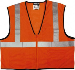 MCR Safety - Size 4XL High Visibility Orange Mesh General Purpose Vest - 28.4" Chest, ANSI 107-2015, Zipper Closure, 3 Pockets, Polyester - Best Tool & Supply