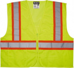 MCR Safety - Size 4XL Flame Resistant/Retardant Lime General Purpose Vest - 28.4" Chest, ANSI 107-2015, Zipper Closure, 2 Pockets, Polyester - Best Tool & Supply