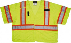 MCR Safety - Size 4XL High Visibility Lime Mesh Surveyor's Vest - 28" Chest, ANSI 107-2015, Hook & Loop Closure, 5 Pockets, Polyester - Best Tool & Supply