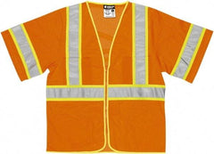 MCR Safety - Size L High Visibility Orange General Purpose Vest - 24.4" Chest, ANSI 107-2015, Zipper Closure, 2 Pockets, Polyester - Best Tool & Supply