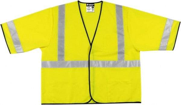 MCR Safety - Size 3XL High Visibility Lime Solid General Purpose Vest - 27.4" Chest, ANSI 107-2015, Hook & Loop Closure, 3 Pockets, Polyester - Best Tool & Supply