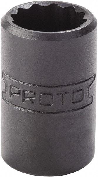 Proto - 9/16", 1/4" Drive, Standard Hand Socket - 12 Points, 7/8" OAL, Alloy Steel, Black Finish - Best Tool & Supply