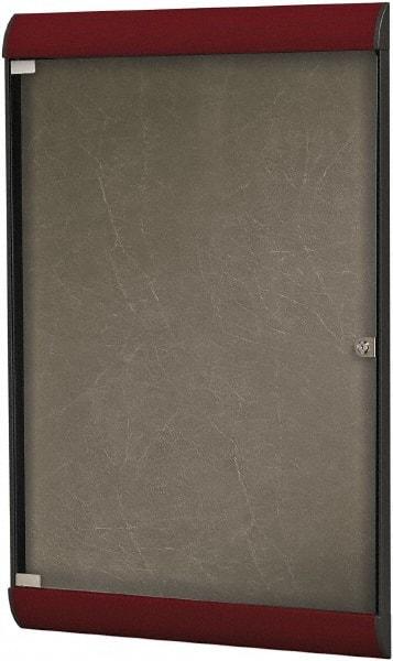 Ghent - 42.13" Wide x 27-3/4" High Enclosed Cork Bulletin Board - Vinyl, Berry - Best Tool & Supply