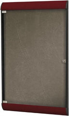 Ghent - 42.13" Wide x 27-3/4" High Enclosed Cork Bulletin Board - Vinyl, Berry - Best Tool & Supply