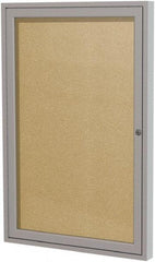 Ghent - 36" Wide x 30" High Enclosed Cork Bulletin Board - Vinyl, Caramel - Best Tool & Supply